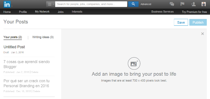 Imagen Post en Linkedin Insertar Imagen